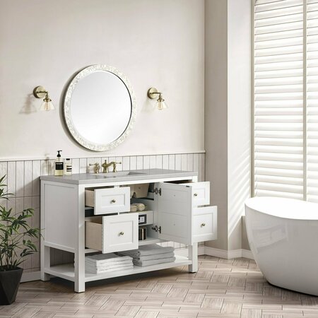 James Martin Vanities Breckenridge 48in Single Vanity, Bright White w/ 3 CM Eternal Serena Top 330-V48-BW-3ESR